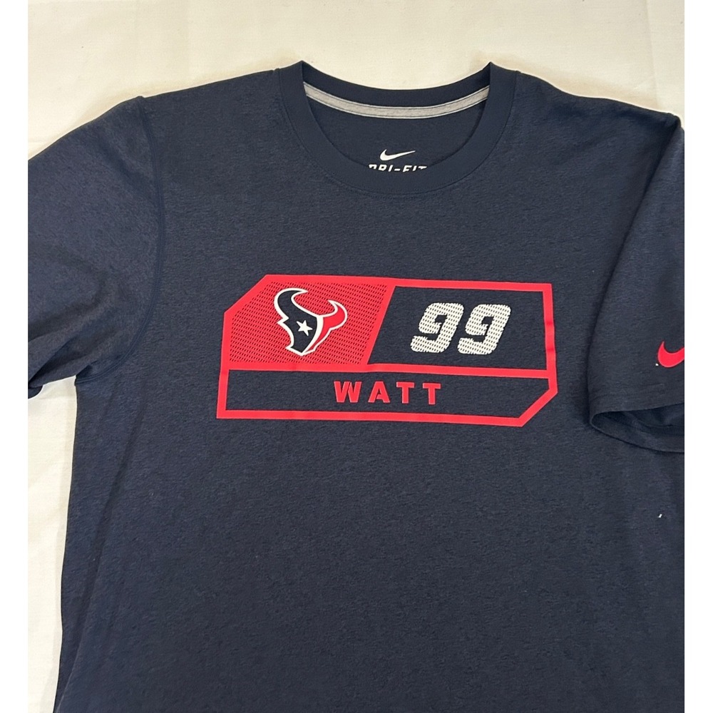 Nike Dri-fit Polyester Houston Texans JJ Watt NFL Logo Blue Tee Shirt size S